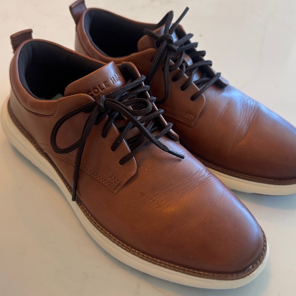 Cole Haan Tan Leather Sneakers with Black Laces - Picture 2 of 7